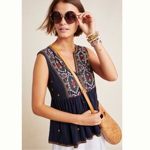 Anthropologie Emelia Embroidered Pelum Tank